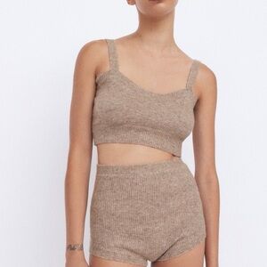 Zara Tan Knit Bandeau Top